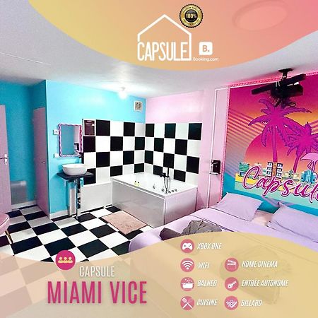 Capsule Miami Vice - Jacuzzi - Billard - Ecran Cinema & Netflix - Ping-Pong - Nintendo & Jeux- Liévin Eksteriør billede