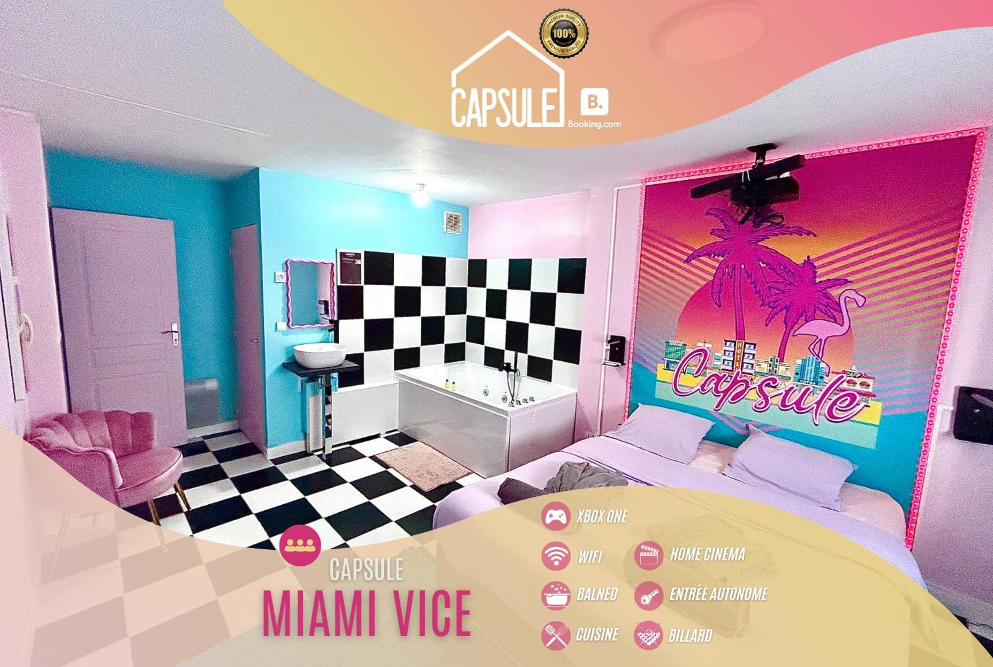 Capsule Miami Vice - Jacuzzi - Billard - Ecran Cinema & Netflix - Ping-Pong - Nintendo & Jeux- Liévin Eksteriør billede